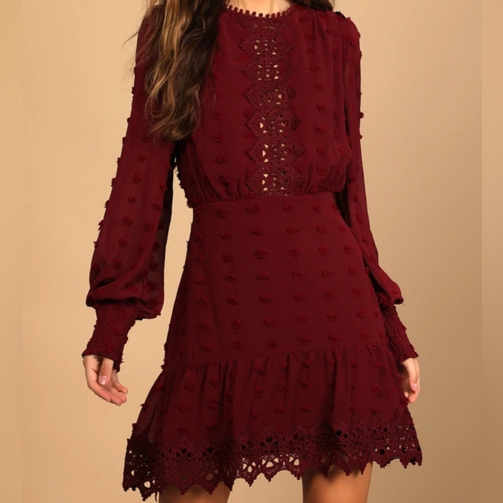 Lulu's Lust or Love Wine Red Dress Sz S